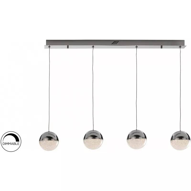 Lampe suspension design dimmable en métal chromé L91
