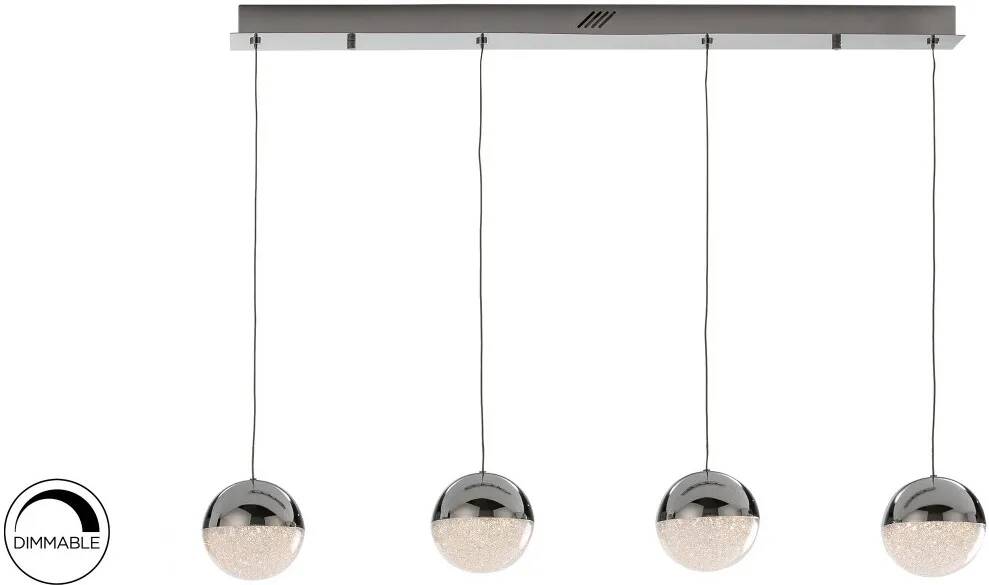 Lampe suspension design dimmable en métal chromé L90