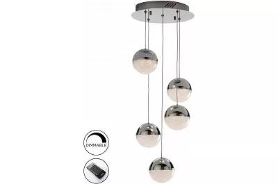 Lampe suspension design à LED avec télécommande en métal chromé Ø30