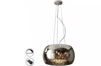 Lampe suspension design à LED avec télécommande en verre et métal chromé Ø40