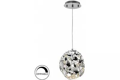 Lampe suspension design à LED dimmable en métal chromé Ø18