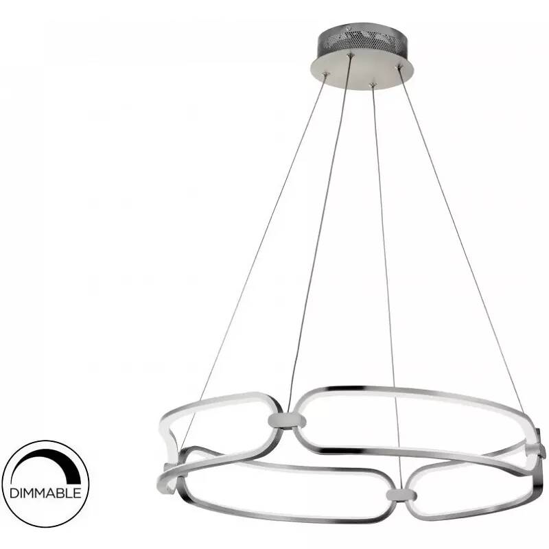 Lampe suspension design à LED dimmable en aluminium chromé Ø60