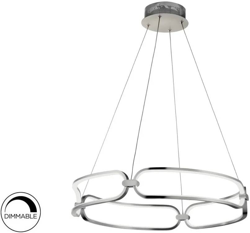 Lampe suspension design à LED dimmable en aluminium brossé chromé Ø60