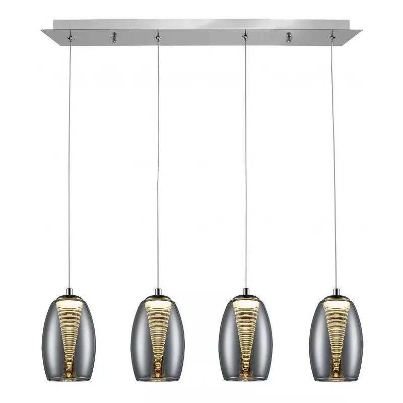 Lampe suspension design à LED en verre miroir et métal chromé L72