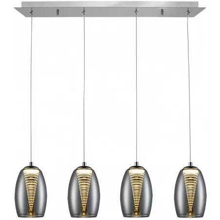 Lampe suspension design à LED en verre miroir et métal chromé L72