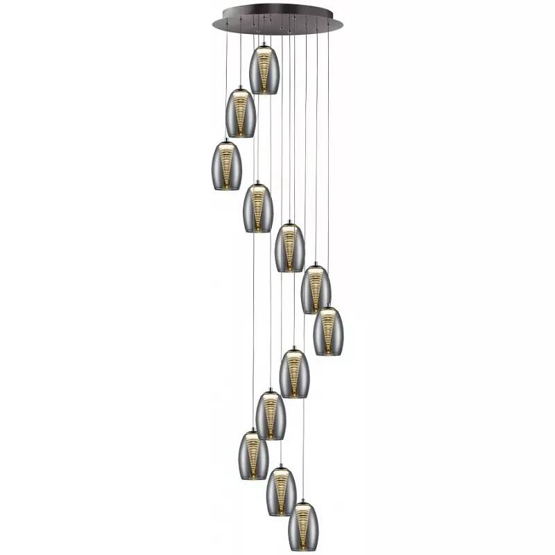 Lampe suspension design à LED en verre miroir et métal chromé Ø54