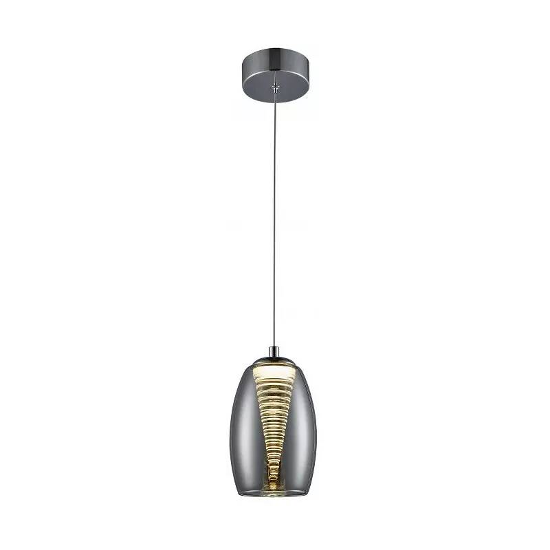 Lampe suspension design à LED en verre miroir et métal chromé Ø12