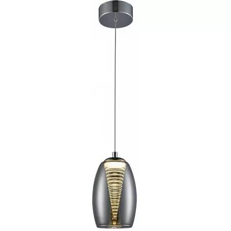 Lampe suspension design à LED en verre miroir et métal chromé Ø12