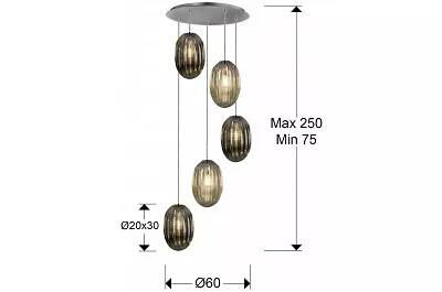 Lampe suspension design à luminosité réglable métal chromé et gris Vassak Ø86