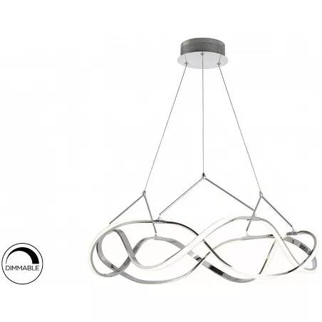 Lampe suspension design à LED dimmable en aluminium chromé Ø80
