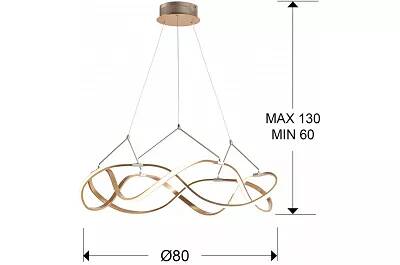 Lampe suspension design à LED avec télécommande en aluminium brossé cuivré doré Ø80