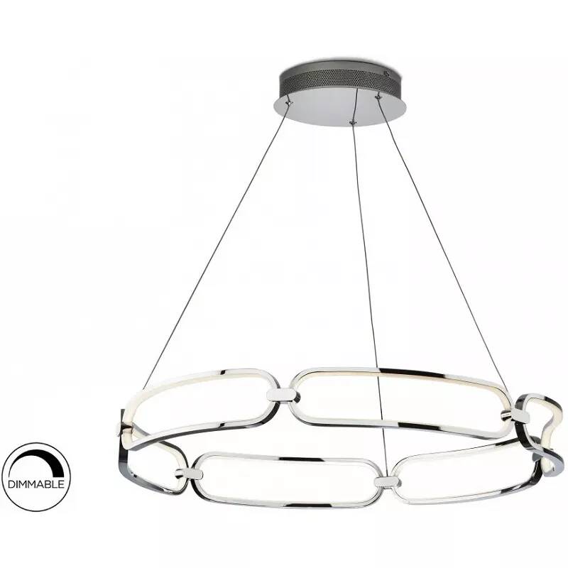 Lampe suspension design à LED dimmable en aluminium chromé Ø80