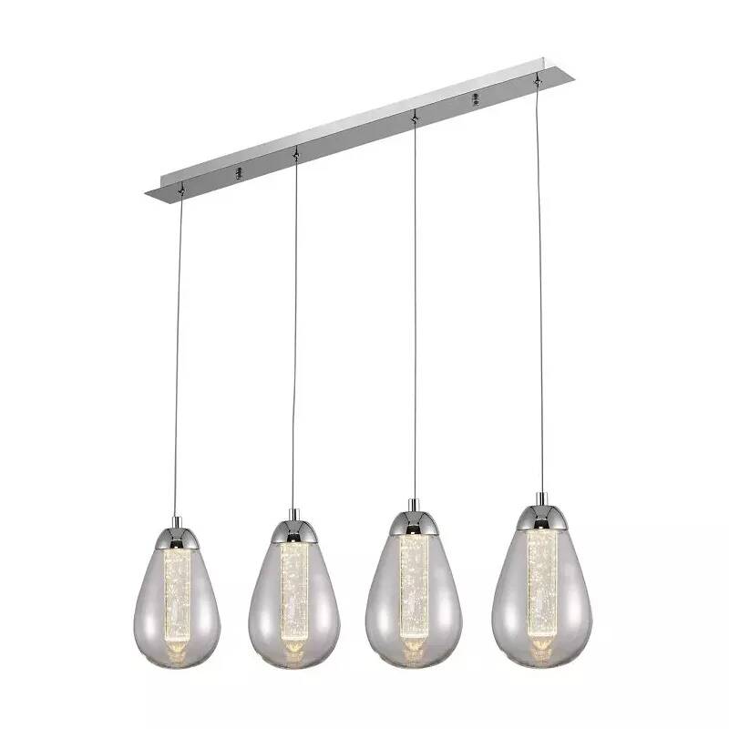 Lampe suspension design à LED en verre et métal chromé L72