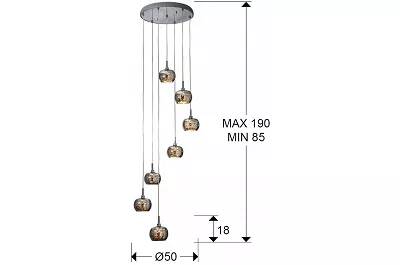 Lampe suspension design à LED avec télécommande dimmable en verre miroir et acier Ø50