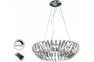 Lampe suspension design à LED avec télécommande dimmable en verre transparent et métal chromé Ø65