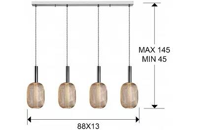 Lampe suspension design à LED dimmable maille métal doré et métal chromé L90
