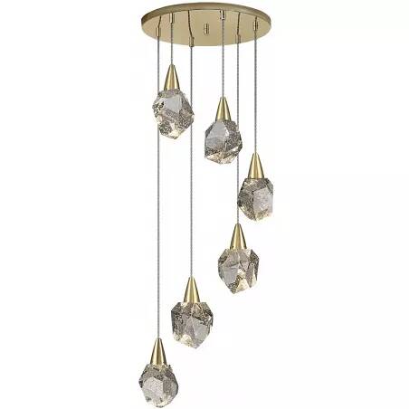 Lampe suspension design à LED en verre massif et métal doré mat Ø39