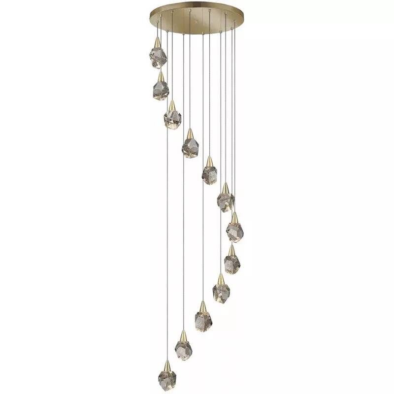Lampe suspension design à LED en verre massif et métal doré mat Ø62