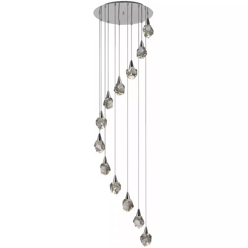 Lampe suspension design à LED en verre massif et métal chromé Ø62