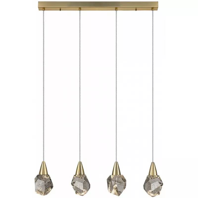 Lampe suspension design à LED en verre massif et métal doré mat L80