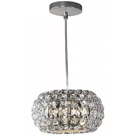 Lampe suspension design à LED en verre et métal chromé Ø25