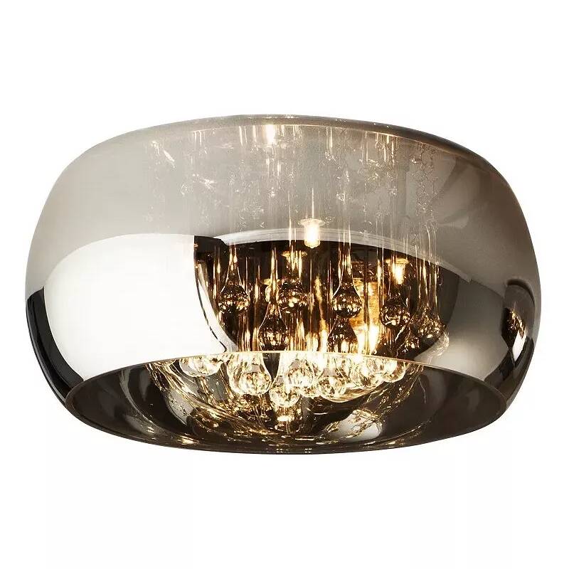 Plafonnier design à LED en verre miroir et métal chromé Ø40