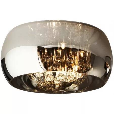 Plafonnier design à LED en verre miroir et métal chromé Ø40