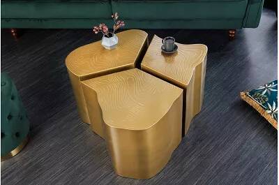 Set de 3 tables d'appoint design en métal doré L80