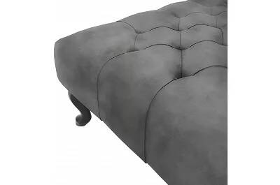 Table basse en velours capitonné gris foncé et bois de hêtre noir 60x60