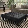 Table basse en simili cuir capitonné noir et bois de hêtre noir 60x60