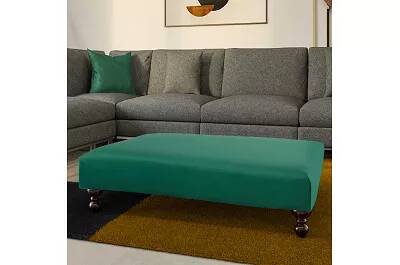 Table basse en velours vert et bois de hêtre wengé 100x60