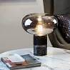 Lampe à poser design à LED dimmable en marbre noir et verre fumé H40