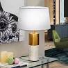 Lampe à poser design à LED en marbre blanc et métal bronze H61