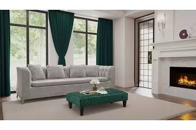 Table basse en tissu vert et bois de hêtre noir 100x60