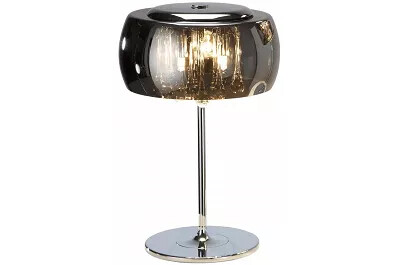 6007 - 97313 - Lampe à poser design à LED en verre gris fumé miroir et métal chromé Ø28