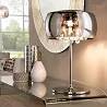 Lampe à poser design à LED en verre gris fumé miroir et métal chromé Ø28
