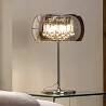 Lampe à poser design à LED en verre gris fumé miroir et métal chromé Ø40