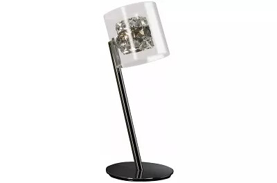 6011 - 97338 - Lampe à poser design à LED en verre moulé et métal chromé H38