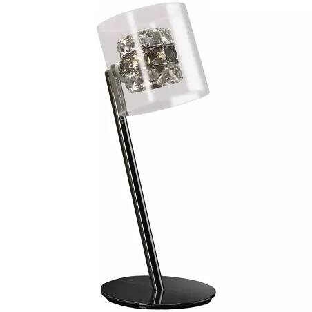 Lampe à poser design à LED en verre moulé et métal chromé H38