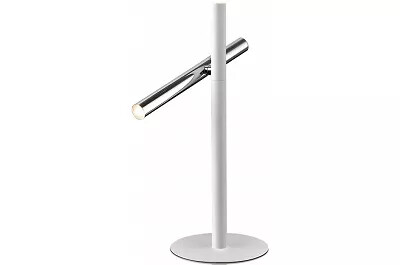 6033 - 97624 - Lampe à poser design à LED en métal chromé et blanc mat H53