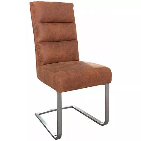 Set de 2 chaises en microfibre matelassé marron vintage