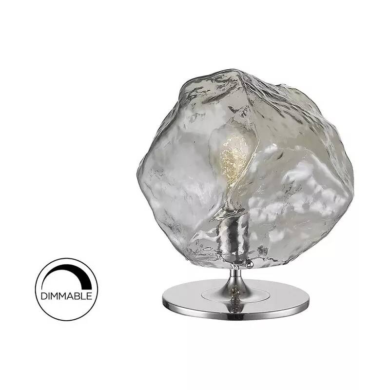 Lampe à poser design à LED dimmable en verre et métal chromé H31