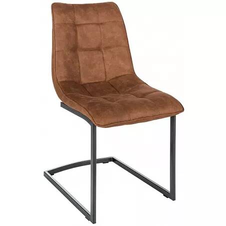 Set de 2 chaises en microfibre matelassé marron