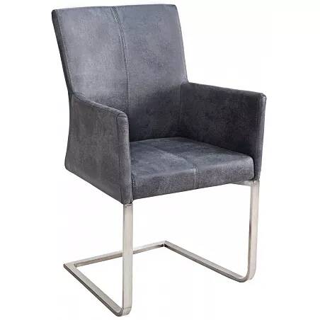 Chaise en microfibre gris vintage avec poignée