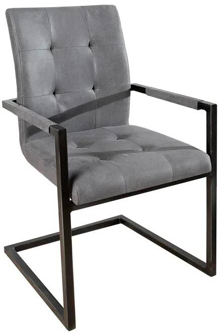 Set de 2 chaises en microfibre matelassé gris vintage