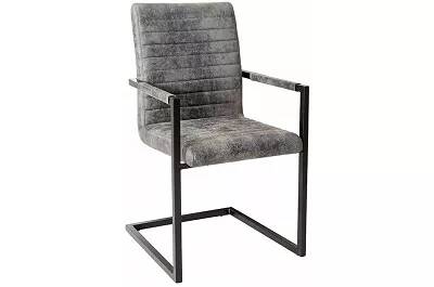 Set de 2 chaises en microfibre matelassé gris vintage
