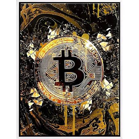 Tableau sur toile Bitcoin gold blanc