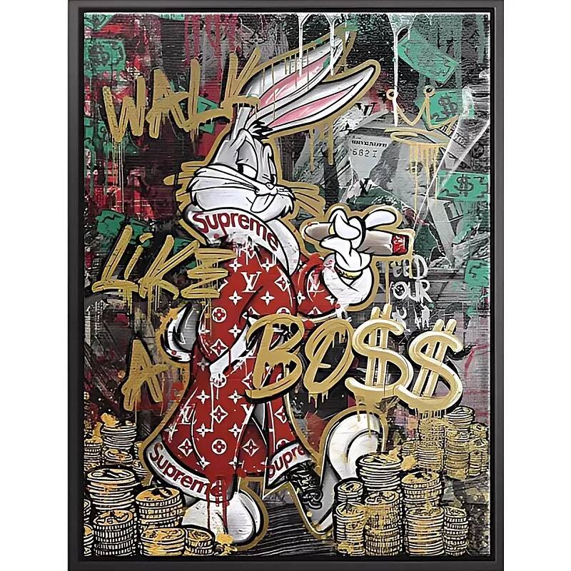 Tableau sur toile Bugs Bunny supreme noir