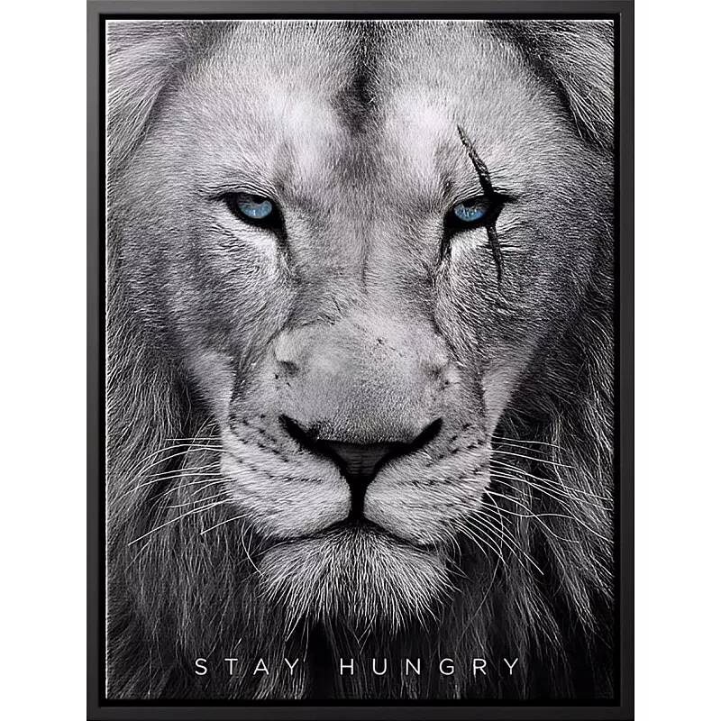 Tableau sur toile Lion Hungry noir