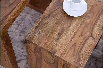 Set de 3 tables d'appoint gigognes en bois massif sheesham